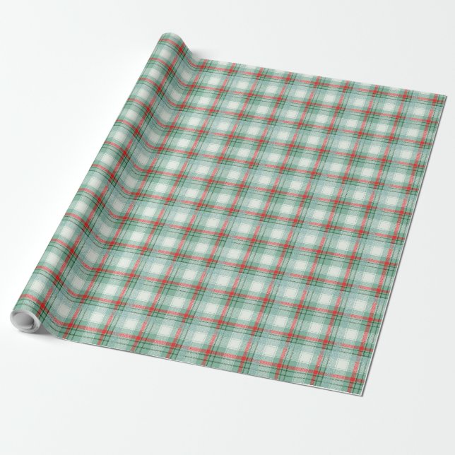 Papel De Regalo Navidades rojos y verdes simples pletan tartán (Desenrollado)