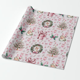 Papel De Regalo Navidades rosa retro