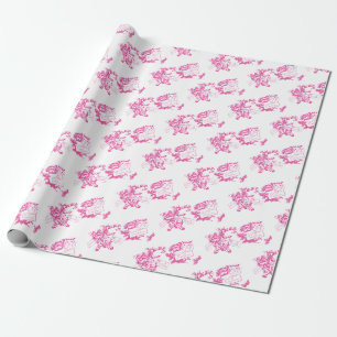 Papel De Regalo Navidades Rosa Retro Gatitos y Cachorros