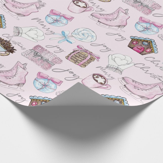 Papel De Regalo Navidades rosados acuarela (Esquina)