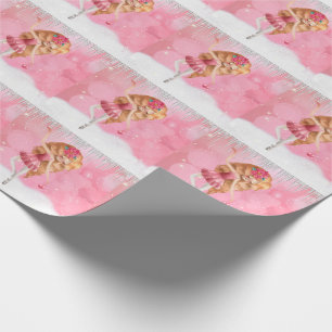 Papel De Regalo Navidades rosados bailan bailando en la nieve