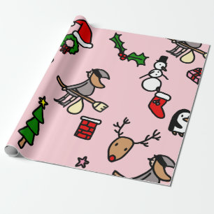 Papel De Regalo navidades rosados befana