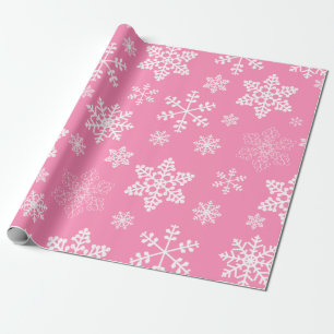 Papel De Regalo navidades rosados copos de nieve helados