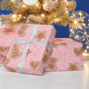 Papel De Regalo Navidades rosados de cocina marrón y blanca