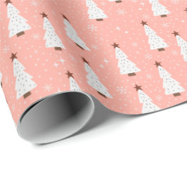 Papel De Regalo Navidades rosados de coral festividades árboles bo