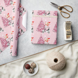 Papel De Regalo Navidades rosados de golf temáticos para Lady Golf