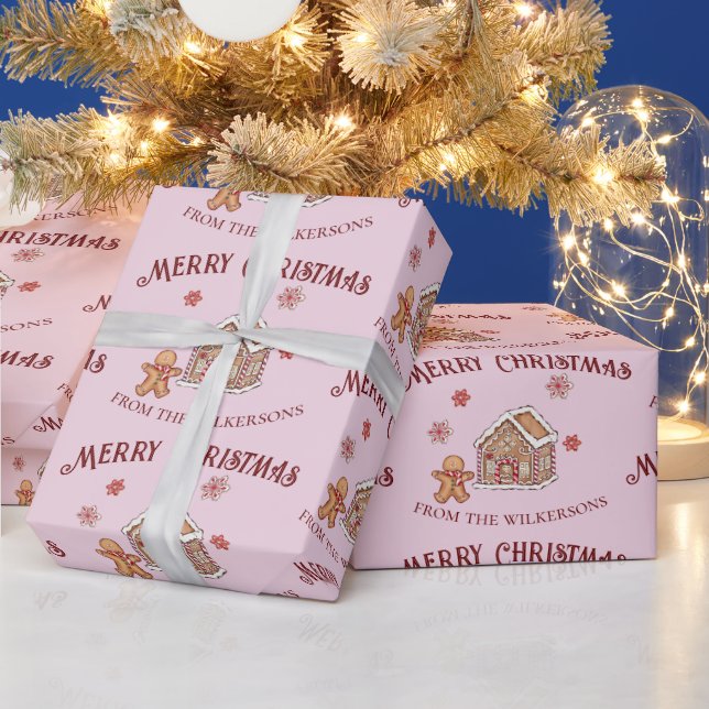 Papel De Regalo Navidades rosados de la casa Cute Gingerbread (Vacaciones)
