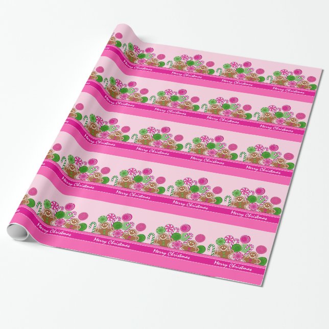 Papel De Regalo Navidades rosados de pan de jengibre (Desenrollado)