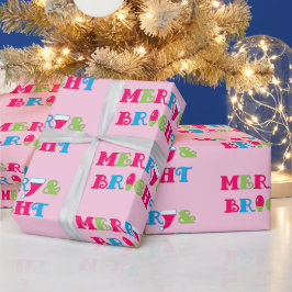 Papel De Regalo Navidades rosados de pastel caliente dulce merry y