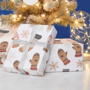 Papel De Regalo Navidades rosados delgados calcetines copos de nie