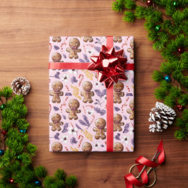 Papel De Regalo Navidades rosados Gingerbread y Candy Canes
