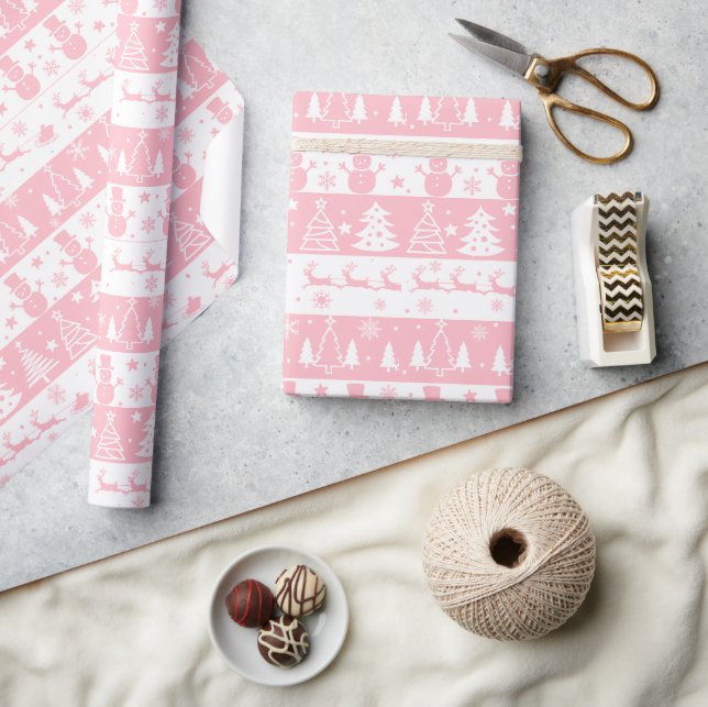 Papel De Regalo Navidades rosados lindo Regalos de invierno (Artesanía)
