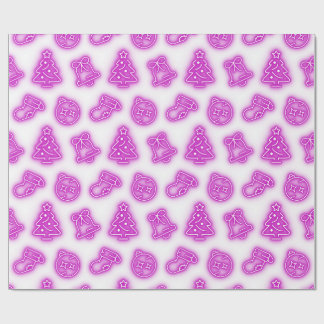 Papel De Regalo Navidades rosados neones en blanco