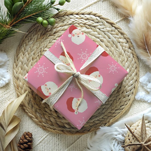 Papel De Regalo Navidades rosados Santa (Pink Santa Wrapping paper)