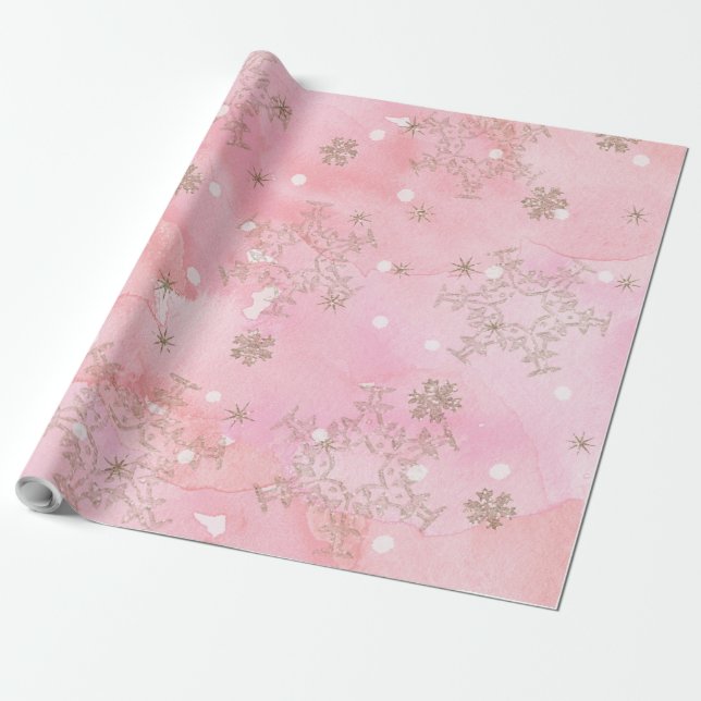 Papel De Regalo Navidades rosados Snowflakes Boho Pattern (Desenrollado)