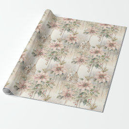 Papel De Regalo Navidades rosados Sueños de Poinsettia