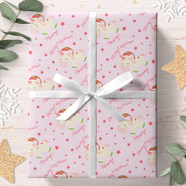 Papel De Regalo Navidades rosados unicornio de vacaciones personal