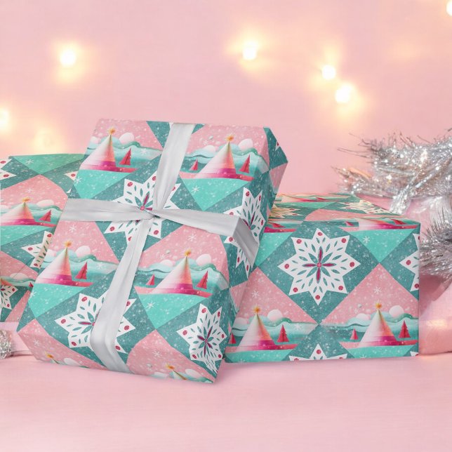 Papel De Regalo Navidades rosados y acuáticos (Subido por el creador)