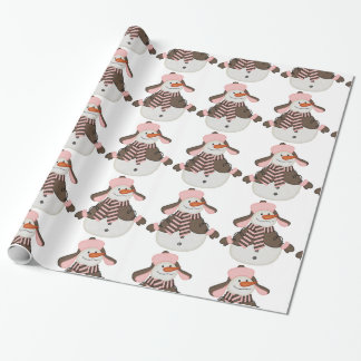 Papel De Regalo Navidades rosados y marrones Snowman