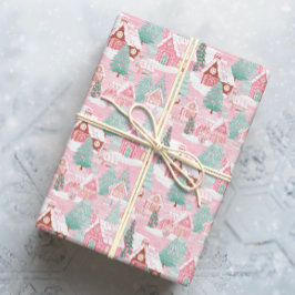 Papel De Regalo Navidades rosados y verdes en la ciudad de Gingerb