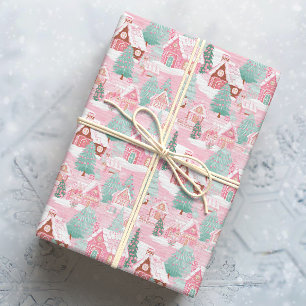 Papel De Regalo Navidades rosados y verdes en la ciudad de Gingerb