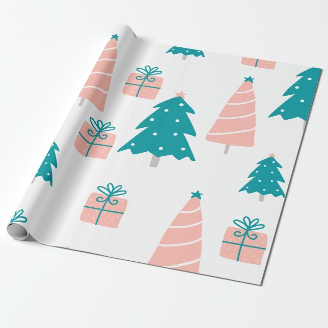 Papel De Regalo Navidades rosas y verdes (Desenrollado)
