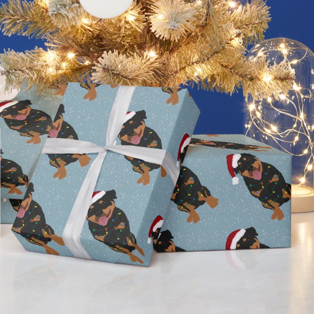 Papel De Regalo Navidades Rottweiler  (Vacaciones)