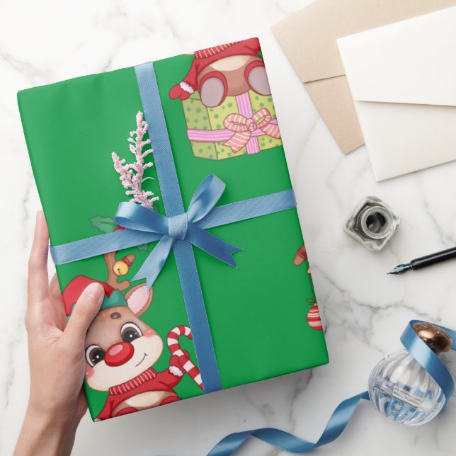 Papel De Regalo Navidades Rudolph Red Nose Reindeer sentado (Regalar)