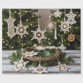 Papel De Regalo Navidades rusos de copos de nieve en Boho Crochet