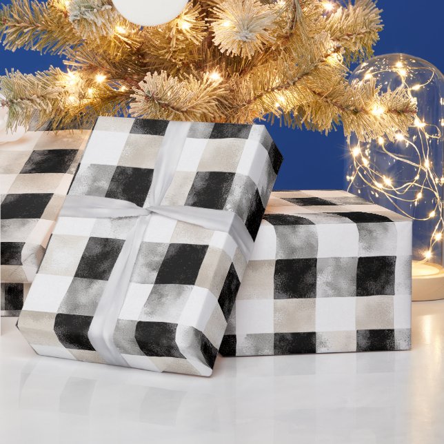 Papel De Regalo Navidades rusos de plata blanca negra (Vacaciones)