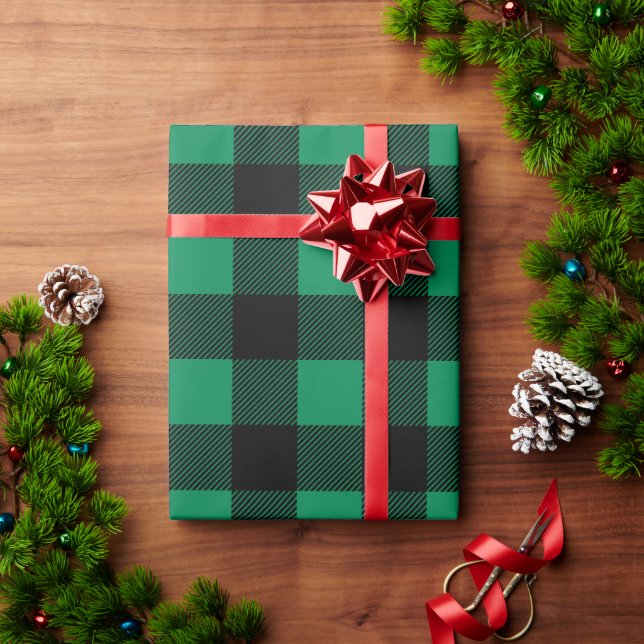 Papel De Regalo Navidades rusos verdes y negros con escúfalo (Regalo de vacaciones)