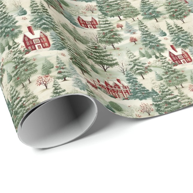 Papel De Regalo Navidades rústicos de Woodland acogedores (Esquina del rollo)