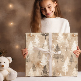 Papel De Regalo Navidades Rústicos Marrones Aldea de Invierno
