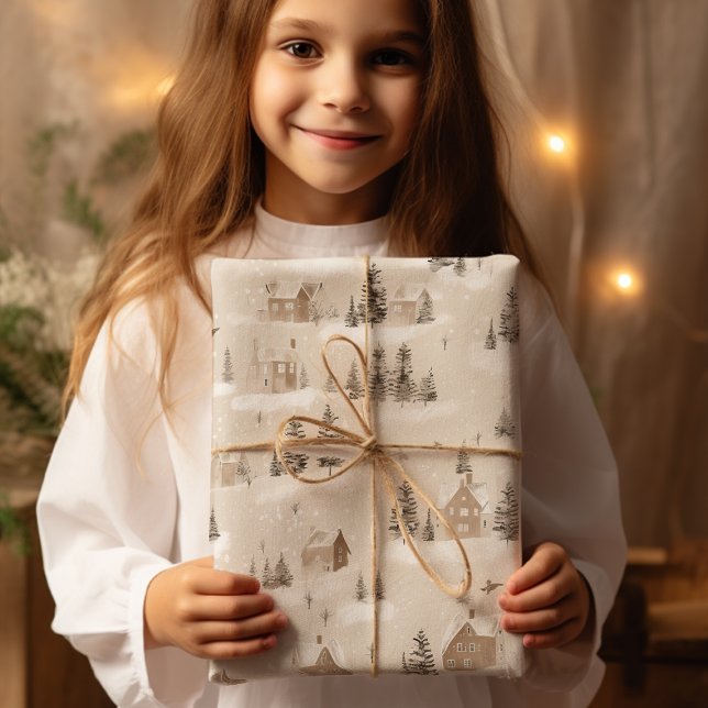 Papel De Regalo Navidades Rústicos Marrones Aldea de Invierno (Subido por el creador)