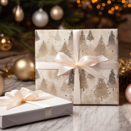 Papel De Regalo Navidades Rústicos Marrones Árbol De Pino De Invie