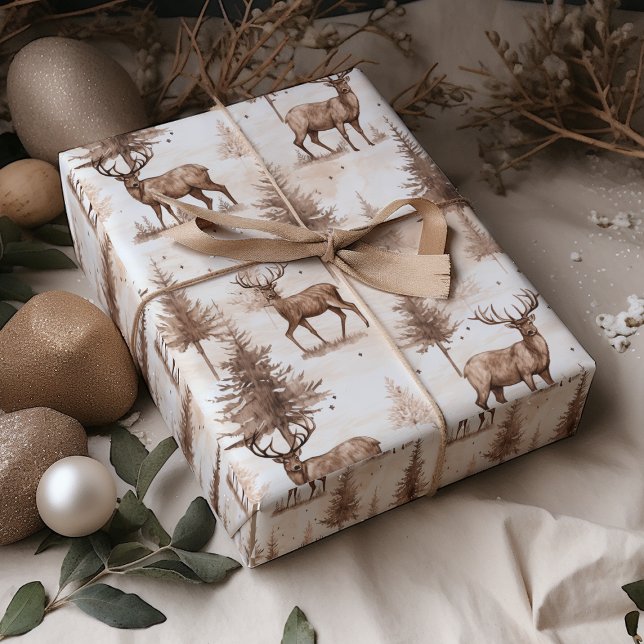 Papel De Regalo Navidades Rústicos Marrones de renos (Subido por el creador)