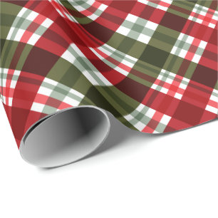 Papel De Regalo Navidades Rústicos/Tartán rojo y verde de vacacion