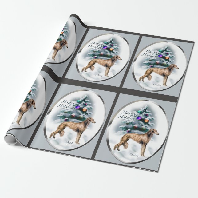 Papel De Regalo Navidades Saluki (Desenrollado)