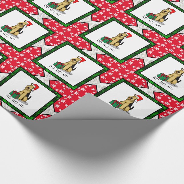 Papel De Regalo Navidades Santa Airedale Terrier HO HO Cute (Esquina)