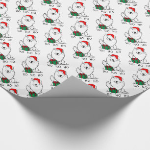 Papel De Regalo Navidades Santa American Eskimo Dog HO HO Cute