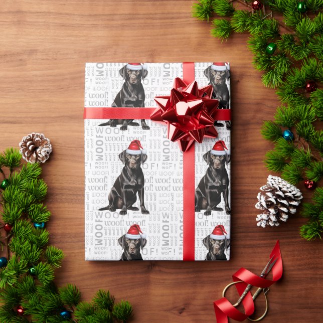 Papel De Regalo Navidades Santa Black Labrador Holiday Dog (Regalo de vacaciones)