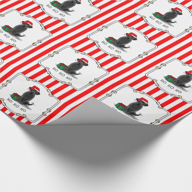 Papel De Regalo Navidades Santa Black Labrador Retriever Cute (Esquina)