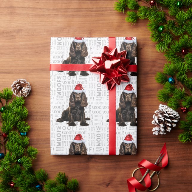 Papel De Regalo Navidades Santa Brown Cocker Spaniel Holiday Dog (Regalo de vacaciones)