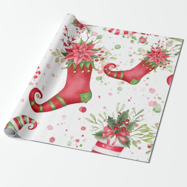 Papel De Regalo Navidades Santa calcetines grandes (Desenrollado)