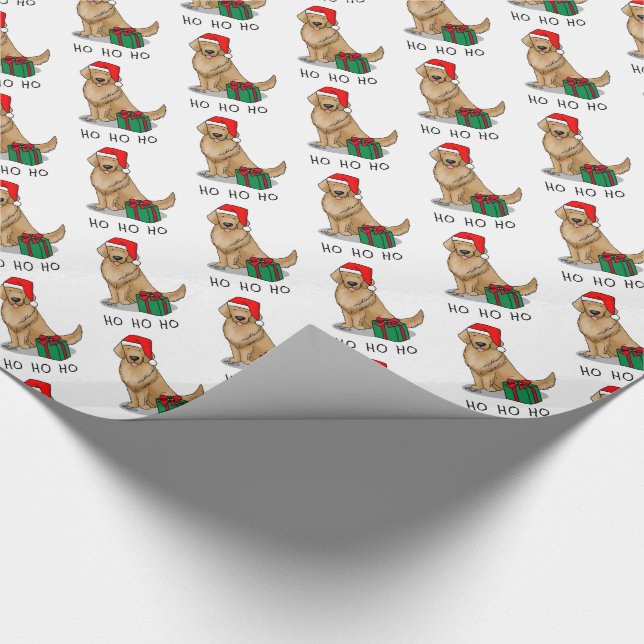 Papel De Regalo Navidades Santa Claus Golden Retriever Dog Cute (Esquina)