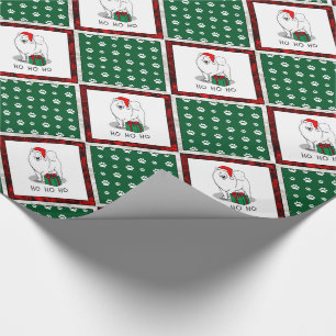 Papel De Regalo Navidades Santa Claus Gorra Samoyed Dog Cute