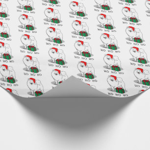 Papel De Regalo Navidades Santa Claus Gorra Samoyed Dog Cute