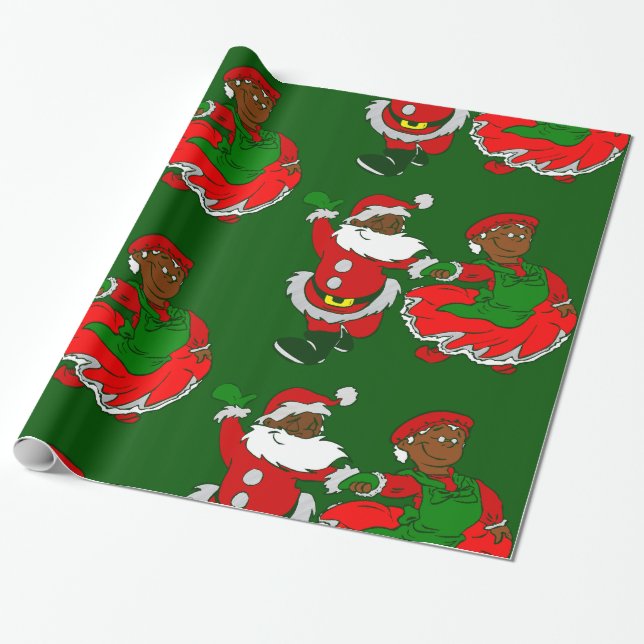 Papel De Regalo navidades santa claus, mujer negra (Desenrollado)