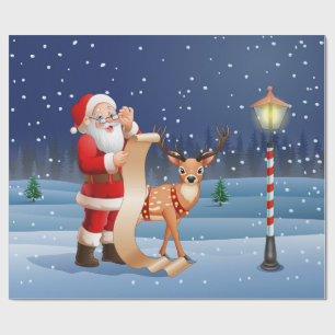 Papel De Regalo Navidades Santa Claus Reindeer Cute Winter