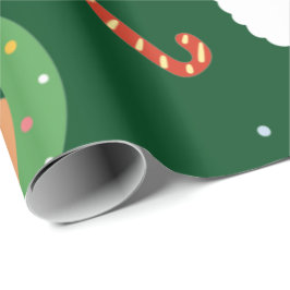 Papel De Regalo Navidades Santa con amigos y Candy Canes